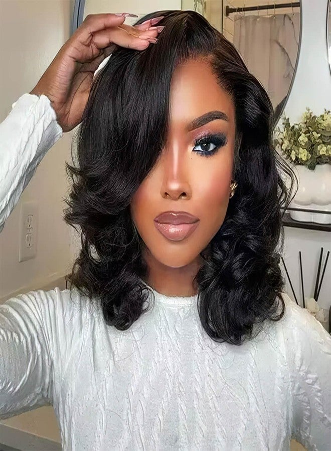 mscoco Bob Wig Human Hair 6×5 Natural Black Body Wave Lace Front Wigs Human Hair Pre-bleached knots Glueless Bob Wig Human Hair Glueless Wigs Human Hair for Black Women - Image 1